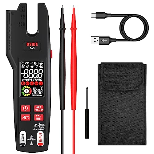 BSIDE U6 Elektrische Tester Infrarot Thermometer AC DC Clamp Meter 600A 9999 Zählungen Spannung und Strom Gleichzeitig Prüfen VFC Digital Multimeter Offener Zange mit Farb LCD Wiederaufladbarem Akku von BSIDE