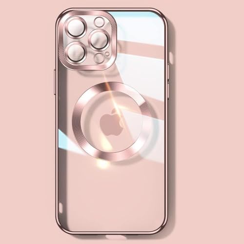 BSLVWG Magnetische Handyhülle für iPhone 15 Pro Case Kompatibel mit MagSafe, Kamera Objektiv Vollschutz, Nicht Gelb Stoßfeste Ultra Harte Schlanke Schutzunterstützung Drahtlose Aufladung (pink) von BSLVWG