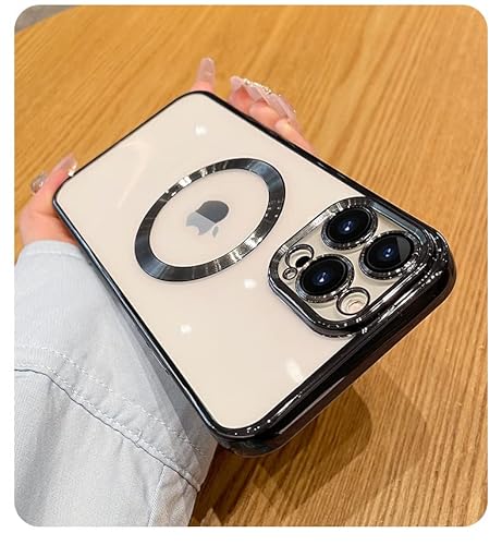 BSLVWG Magnetische Handyhülle für iPhone 15 Pro Max Case Kompatibel mit MagSafe,Kamera Objektiv Vollschutz,Nicht Vergilbung Schockproof Ultra Hard Slim Schutzunterstützung Drahtlose Aufladung(schwarz) von BSLVWG