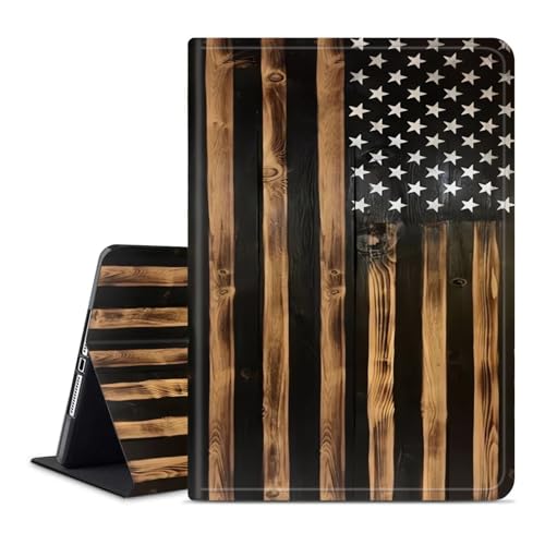 Kompatibel mit iPad 10. Generation 2022, 27,7 cm (10,9 Zoll), verstellbarer Ständer mit automatischer Wake-/Sleep-Schutzhülle, klassische Holzmaserung, alte US-Flagge von BSMOSPER