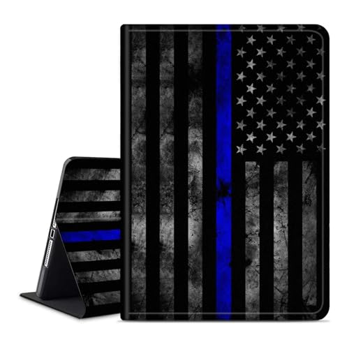Schutzhülle für iPad 10. Generation 2022, 27,7 cm (10,9 Zoll), verstellbarer Ständer mit automatischer Wake-/Sleep-Schutzhülle, blaue Linie, amerikanische Polizei-Flagge von BSMOSPER