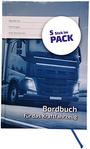 BSN 00000104-5er Pack - Fahrtenbuch - Bordbuch für LKW und PKW - Hardcover - A5-160 Seiten - Tankbuch Kontrollbuch von BSN SPREMBERG