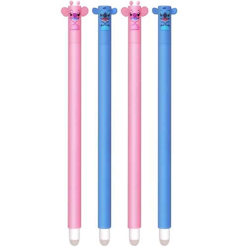 Radierbarer Kugelschreiber, 4 Stück Schwarz Tintenroller Radierbar Gelstiften, 0.5mm Radierbare Stifte, Kinder Cartoon Erasable Pen, Gelstifte Radierbar für Kinder Studenten Schule Büro (Rosa) von BSNRDX