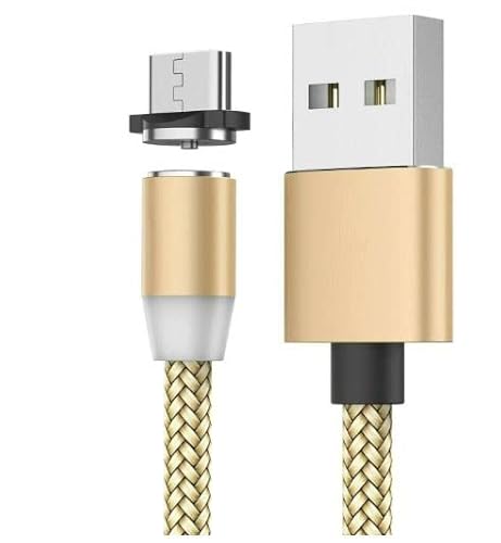BSSTORE 3-in-1 Magnetisches USB-Kabel, 2 Meter, Micro-USB, Usb-C, verbindet jeden Gerätetyp durch Ersetzen der Magnetköpfe mit LEDs (Gold) von BSSTORE