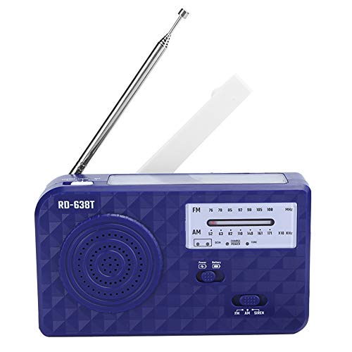Notfall-Handkurbelradio Solar-Wind-Up-Radios mit USB-Handy-Ladegerät, Taschenlampe, tragbares AM/FM-Radio für draußen (Blau) von BSTCAR