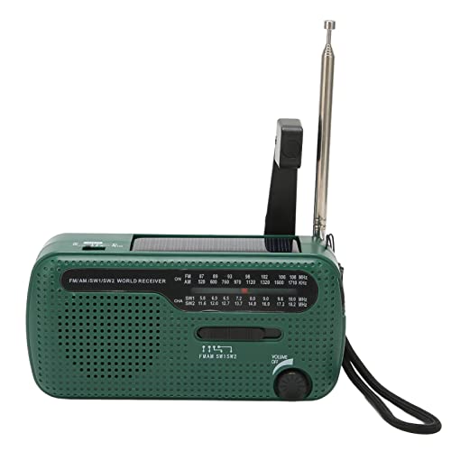 Notfall-Handkurbelradio Solar-Wind-Up-Radios mit USB-Handy-Ladegerät, Taschenlampe, tragbares AM/FM-Radio für draußen (Grün) von BSTCAR