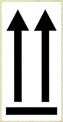 BT-Label 500 Warnaufkleber 10,2 x 4,8 cm Doppelpfeil selbstklebende Warnetiketten Pfeile Symbol hier oben Aufkleber Versandaufkleber Etiketten gut sichtbar von BT-Label