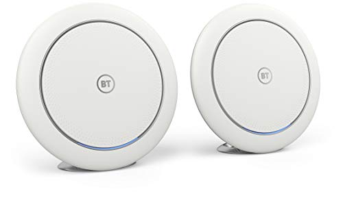 BT Premium Whole Home Wi-Fi, 2 Stück Discs, Mesh Wi-Fi für Nahtlose, schnelle (AX3700) Verbindung, Wi-Fi überall in kleinen bis mittleren Häusern, App für vollständige Kontrolle und 3 Jahre Garantie von BT