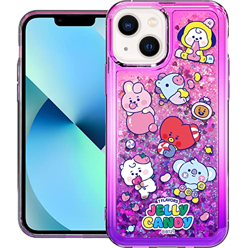 BT21 Bling Aqua Schutzhülle für iPhone 13 [Offizieller Merchandise] Flüssiger Treibsand Glitzer Sparkle Bumper Handyhülle Jelly Candy von BT21