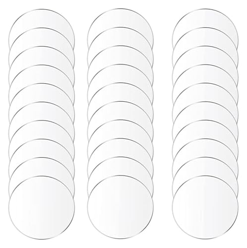 BTBTB Runde Acrylscheiben, 30 Stück, transparente runde Acrylplatten, Dicke 3 mm, Durchmesser 20–50 mm, geeignet for Bemalen von Untersetzern und for Heimwerkerarbeiten(Diameter 20mm) von BTBTB