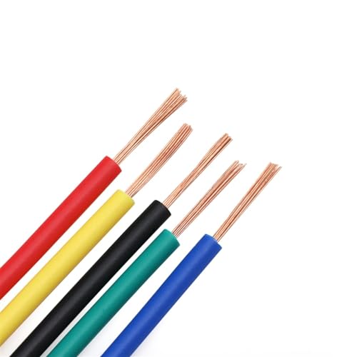 Elektrisches Kabel, 5 Meter Kabel für Lautsprecher, LED, 220 V, 0,3 mm, 0,5 mm, 0,75 mm, 1 mm, 1,5 mm, isoliertes blankes Kupferkabel (gelbgrün, quadratisch 0,5 mm) von BTBTB