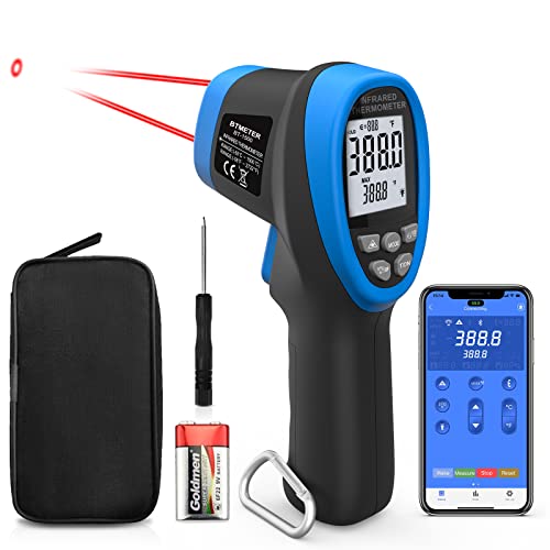 BTMETER Infrarot-Thermometer mit Bluetooth, 30:1 Dual-Laser Pyrometer, -50 °C ~1500 °C Kontaktloses Infrarotthermometer, Einstellbarer Emissionsgrad(nicht für Menschen) von BTMETER