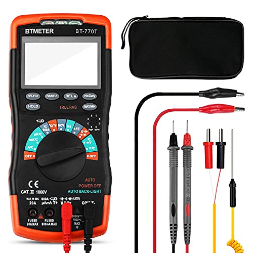 True RMS Digital Multimeter Tester 6000 Counts AC DC 20A Ohmmeter Voltmeter DMM Messen Sie Spannung Strom Ampere Widerstand Dioden Kontinuität Arbeitszyklus Kapazität Temperatur (BTMETER BT-770T) von BTMETER