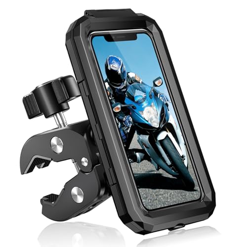 BTNEEU Handyhalterung Motorrad Wasserdicht Universal Fahrrad Handyhalterung Lenker 360° Drehbar Roller Smartphone Handyhalter Anti-Vibration Handy Halterung Moped für 5,5-7,0 Zoll Smartphone von BTNEEU