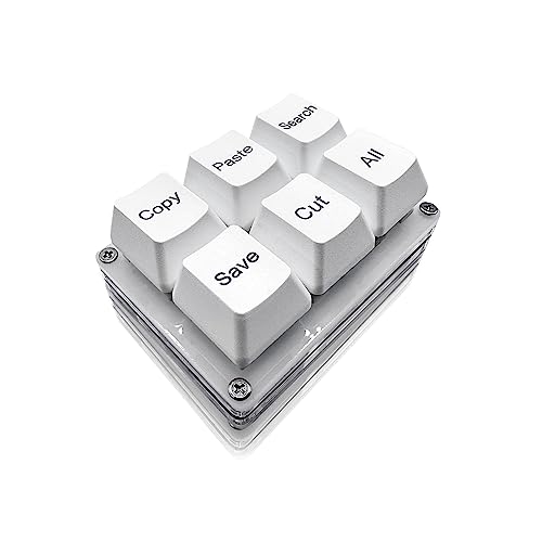 BTXETUEL Kopieren Einfügen Suche Speichern Schneiden Alle 6-Tasten-Tastatur Einhand-Tastatur OSU-Tastatur Programmierbare Mechanische Tastenkombination Makro-Tastatur für Arbeiten und Gaming (Weiß) von BTXETUEL