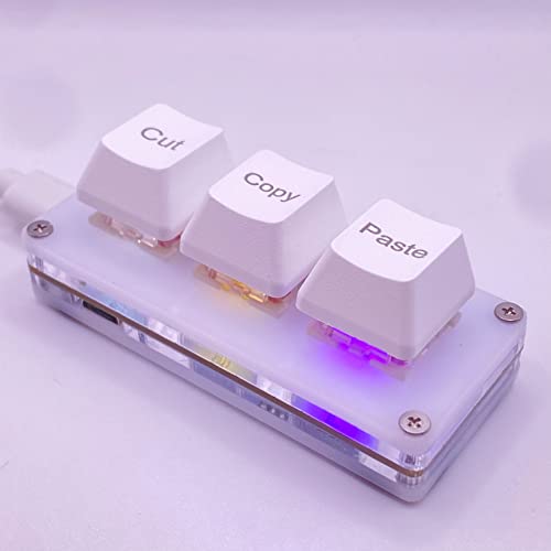 BTXETUEL Mini 3-Tasten-Cut Copy Paste Tastatur Strg X C V Shortcut Einhand-Tastatur RGB Makro Pad Gaming Mechanische Tastatur OSU Tastatur Programmierbare Tastatur für Arbeiten und Gaming. (Weiß) von BTXETUEL