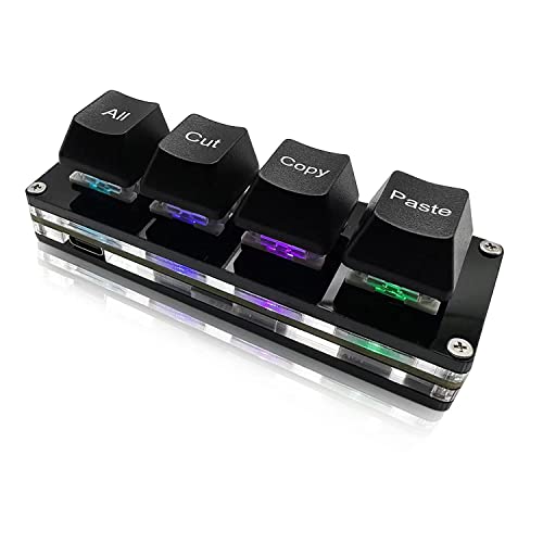 BTXETUEL Mini 4-Tasten-Select-All Cut Copy Paste Macro Pad Strg A X C V Shortcut Einhand-Tastatur RGB Gaming Mechanische Tastatur OSU Tastatur Programmierbare Tastatur für Arbeiten und Gaming. von BTXETUEL