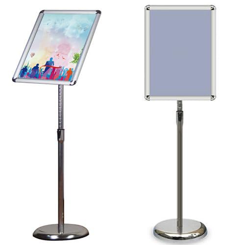Aushangständer, Plakatständer Vertikal, Einstellbare Poster Stand Halter Heavy Duty Snap Open Aluminium Sockel(Silver,9.6 * 13.5inch) von BTYQKZVPM
