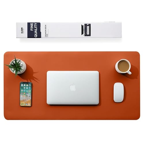 BUBM Multifunktionales Office Mauspad, 80 x 40 cm wasserdichte Schreibtischunterlage aus PU-Leder,Ultradünnes Mousepad,rutschfeste Schreibtischmatte, für Büro und Zuhause-Orange von BUBM