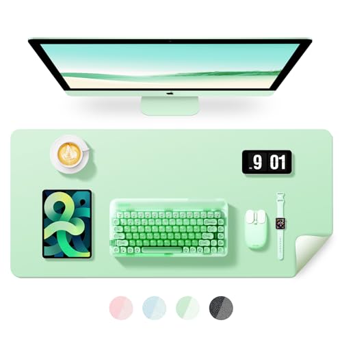 BUBM Schreibtischunterlage 120x60cm, Premium Leder Mauspad, Rutschfeste Tischunterlage Schreibunterlage, Multifunktionales Office Mousepad Schreibtisch Zubehör für Büro & Homeoffice (Green) von BUBM