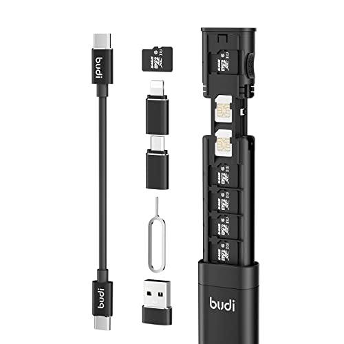 Multifunktionales 9-in-1-Datenkabel mit USB-Typ-C-Kartenleser, Micro-SD-Speicherkarte, Hochgeschwindigkeits-Kartenleser-Adapter, geeignet für Handykameras und Computer von BUDI