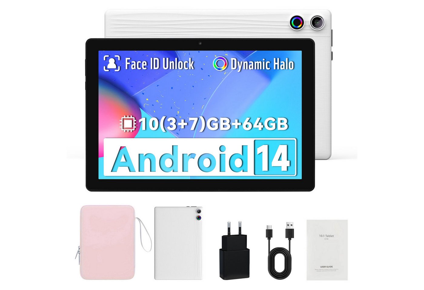 BUFO Tablet mit Gesichtserkennung Octa-Core Prozessor 1280,800 IPS HD Tablet (10", 64 GB) von BUFO