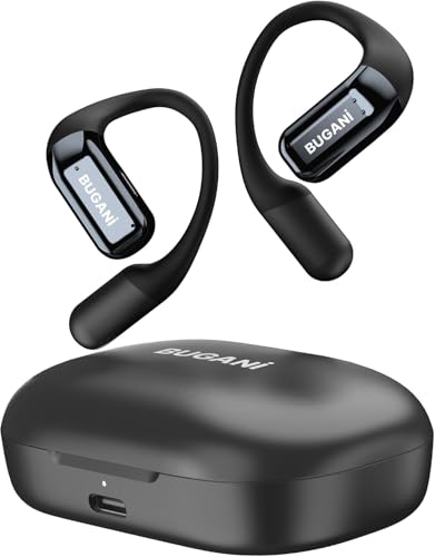 BUGANI Open Ear Kopfhörer, Bluetooth 5.4, Klare Gespräche ENC, Immersiver Stereo-Sound, Schnellladung, 38 Stunden Wiedergabe, wasserdichte Sportkopfhörer zum Laufen von BUGANI