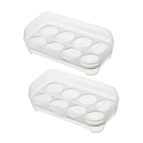 BUGUUYO 2er-Pack platzsparender automatischer Roll-Eier-Organizer für den Kühlschrank 8 Fächer Eierhalter Aufbewahrungsbehälter separate Rillen für zerbrechliche Eier von BUGUUYO