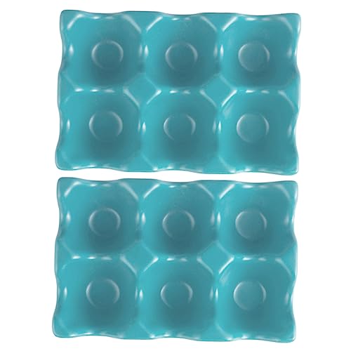 BUGUUYO 2st Ei Lagerung Gefüllte Eier Kühlschrank-eierhalter-fach Behälter Mit Deckel Eierschale Aus Porzellan Eierhalter Aus Steingut Eierablagen Im Kühlschrank Eierständer Blue Keramik von BUGUUYO