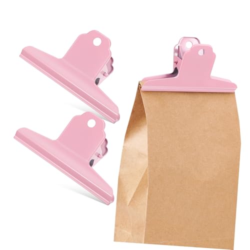 BUGUUYO 3 Stück Pink Clip Bürozubehör Mini-bulldoggen-clips Clips Für Snackbeutel Chip-clips Scharnierclips Büroklammern Bullenklammern Papierclips Papierklemme Rosa Metall von BUGUUYO