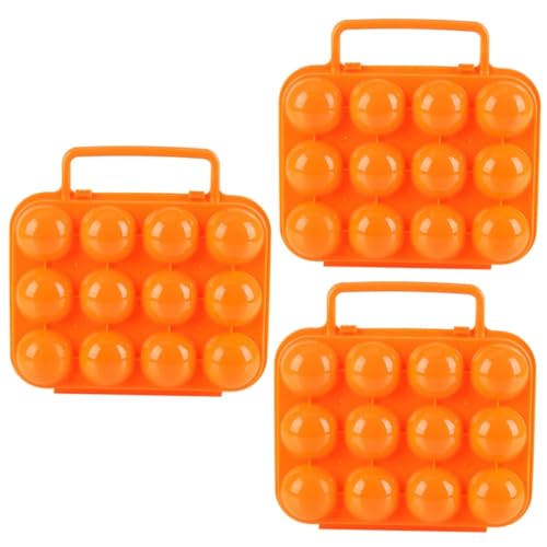 BUGUUYO 3St Eierbehälter für 6 Eier Eiertransportbehälter Außencontainer Eierhalter ein halbes Eierkartons Enteneierkartons egg tray eier aufbewahrung Eierbox für Eier Orange von BUGUUYO