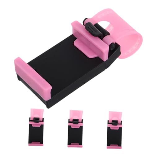BUGUUYO 4 Stück Autotelefonhalter Verstellbare Handyhalterung Handyhalter für Auto Universal Handy Halter Auto Smartphone Halterung Lenkrad-Telefonclip Telefonlenkradmontage Abs Rosa von BUGUUYO