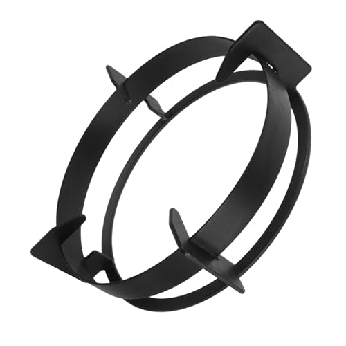 BUGUUYO Zubehör für Gasherde topf halter Ringregal-Präsentationsständer Wasserkocher wok Gelber Kartenpfiff Glühbirnen mit runden Perlen Kochgeschirr-Ring Wokgestell aus Metall Black von BUGUUYO