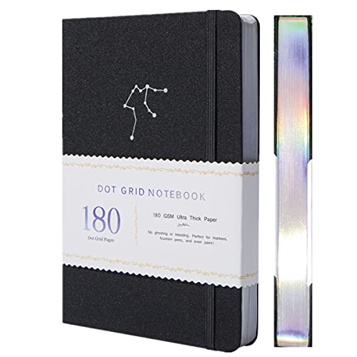 Dotted Notebook Dot Grid Journal Zodiac Collection A5 Hardcover 160 Pages, Size 5.7X8.2 Inch, 180 GSM Bamboo Paper, 5 X 5mm Dots Colored Silver Edges - (Aquarius) von BUKE