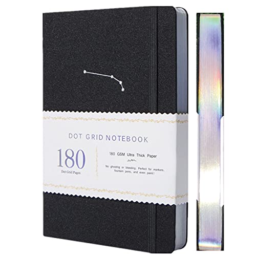 Dotted Notebook Dot Grid Journal Zodiac Collection A5 Hardcover 160 Pages, Size 5.7X8.2 Inch, 180 GSM Bamboo Paper, 5 X 5mm Dots Colored Silver Edges - (Aries) von BUKE