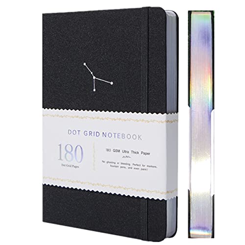 Dotted Notebook Dot Grid Journal Zodiac Collection A5 Hardcover 160 Pages, Size 5.7X8.2 Inch, 180 GSM Bamboo Paper, 5 X 5mm Dots Colored Silver Edges - (Cancer) von BUKE