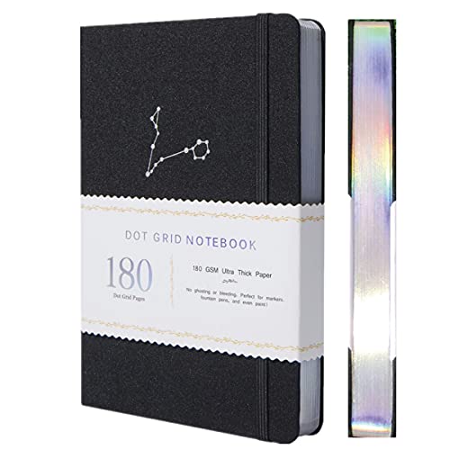Dotted Notebook Dot Grid Journal Zodiac Collection A5 Hardcover 160 Pages, Size 5.7X8.2 Inch, 180 GSM Bamboo Paper, 5 X 5mm Dots Colored Silver Edges - (Pisces) von BUKE