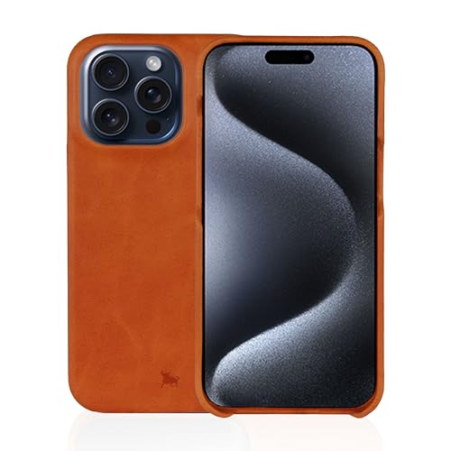 BULLAZO Menor Classic iPhone 15 Pro kompatibel mit Magsafe Premium Lederhülle Handy case magnetische Schutzhülle Leder in Cognac und Schwarz von BULLAZO Business Accessoires