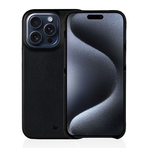 BULLAZO Menor Classic iPhone 15 Pro kompatibel mit Magsafe Premium Lederhülle Handy case magnetische Schutzhülle Leder in Cognac und Schwarz von BULLAZO Business Accessoires