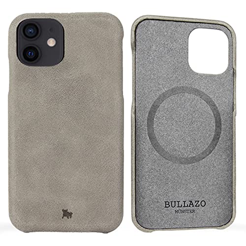 BULLAZO Menor Classic – kompatibel mit iPhone 12 Mini 5,4" Case Handy Schutzhülle aus hochwertigem Leder, grau von BULLAZO Business Accessoires