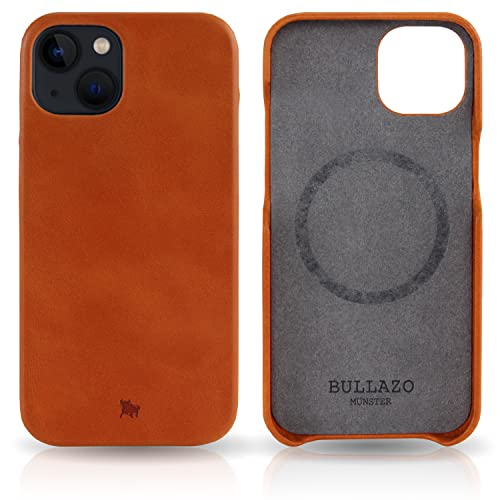 BULLAZO Menor Classic – kompatibel mit iPhone 13 6,1“ magnetische Schutzhülle aus hochwertigem Leder, Cognac von BULLAZO Business Accessoires