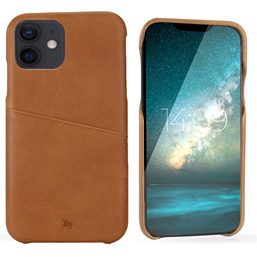 BULLAZO Menor Urban – kompatibel mit iPhone 12 Mini 5,4" Schutzhülle mit Kartenfach aus hochwertigem Leder Hellbraun von BULLAZO Business Accessoires