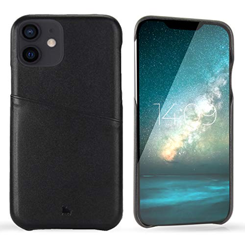 BULLAZO Menor Urban – kompatibel mit iPhone 12 Mini 5,4" Schutzhülle mit Kartenfach aus hochwertigem Leder schwarz von BULLAZO Business Accessoires