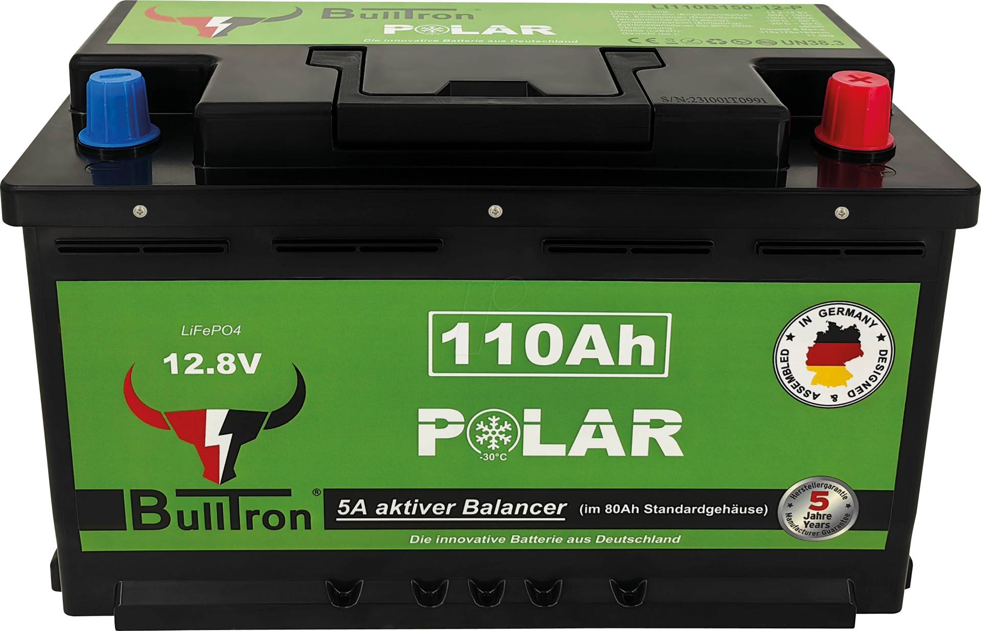 BULL 12.8-110P - Lithium-Akku, LiFePO4, 12,8 V, 110 Ah, BT BMS, Polar von BULLTRON