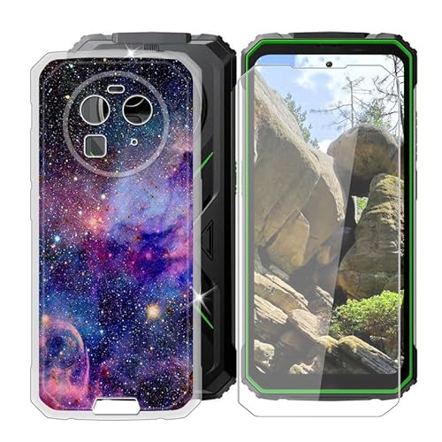 BUNAL für Blackview BV8100 (6.50") Handyhülle + Gehärtetes Glas, Silikon Hülle rutschfeste Stoßfest Sturzsichere Transparent Schutzhülle - Buntes von BUNAL