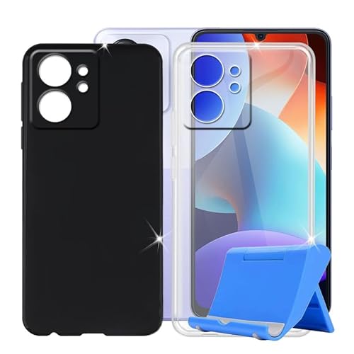 BUNAL für Blackview Color 8 (6.75") Handyhülle, 2 Hülle rutschfeste Stoßfest Sturzsichere Schutzhülle Schale Weich Silikon Case mit Mobiltelefonhalterung - Schwarz+Transparent von BUNAL