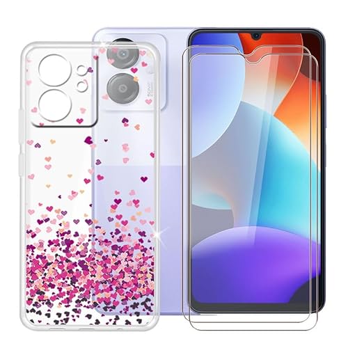 BUNAL für Blackview Color 8 (6.75") Handyhülle + Displayschutz(2 Sätze), Silikon Hülle rutschfeste Stoßfest Sturzsichere Schutzhülle Weich Bumper Case - Voller Liebe von BUNAL