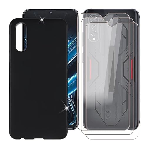 BUNAL für Cubot X70 (6.58") Handyhülle + Displayschutz(3 Sätze), Silikon Hülle rutschfeste Stoßkasten Schale Schutzhülle + Gehärtetes Glas - Schwarz von BUNAL
