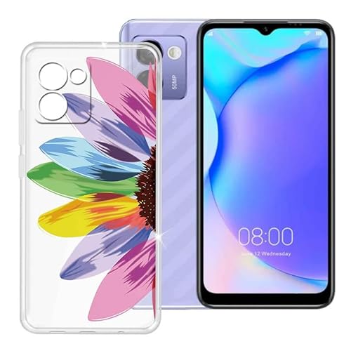BUNAL für Doogee N50 Pro (6.52") Handyhülle, Transparent Hülle rutschfeste Stoßfest Sturzsichere Schutzhülle Schale Weich Silikon Case für Doogee N50 Pro - Bunte Sonnenblumen von BUNAL