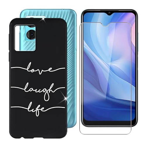 BUNAL für Doogee N50S (6.52") Handyhülle + Gehärtetes Glas, Silikon Hülle rutschfeste Stoßfest Sturzsichere Schutzhülle Weich Bumper Case - Minimalistischer Text von BUNAL